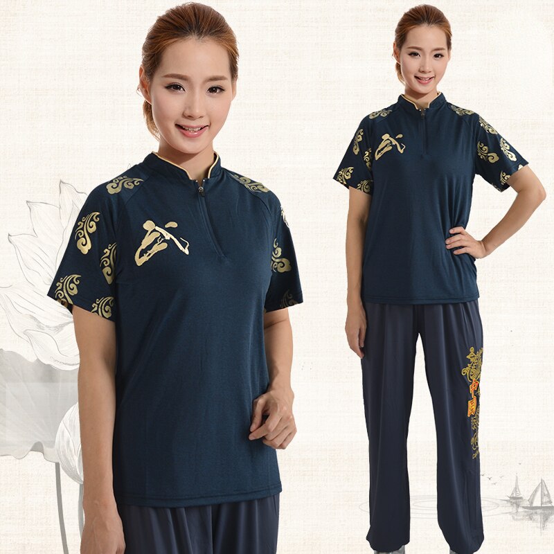 Martial Arts Zipper T-shirt Short-sleeved Clothing Kung Fu Shirt Classic Uniform Kung Fu Men&s Shirt Summer Printing Top